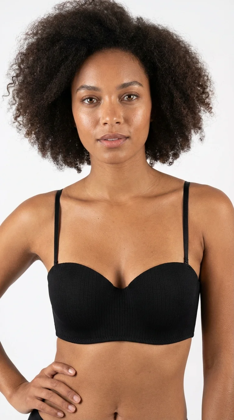 LunaIntim Siyah Melanj Balkonet Sütyen Fitilli Dokulu Destekli Tasarım - Destekli Tasarım Detay